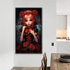 (40*70cm)Red Hair Rose Girl - Round AB Drill Diamond Painting
