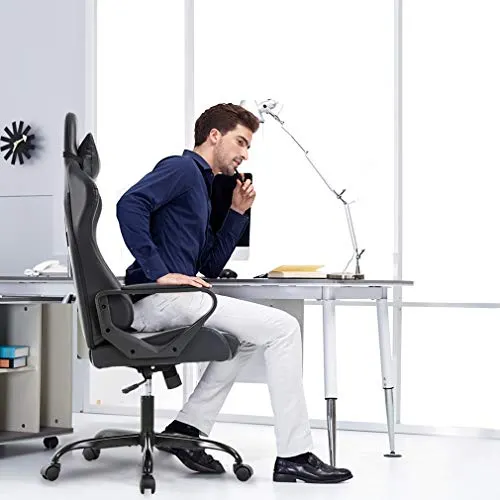 Suitable for women and men with low back painHigh back with lumbar supportComputer office chair
