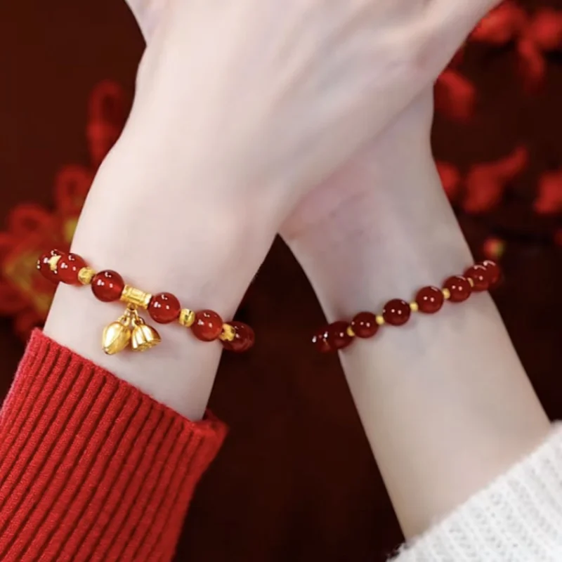 Lotus Pod Natural Pink Agate Bracelet