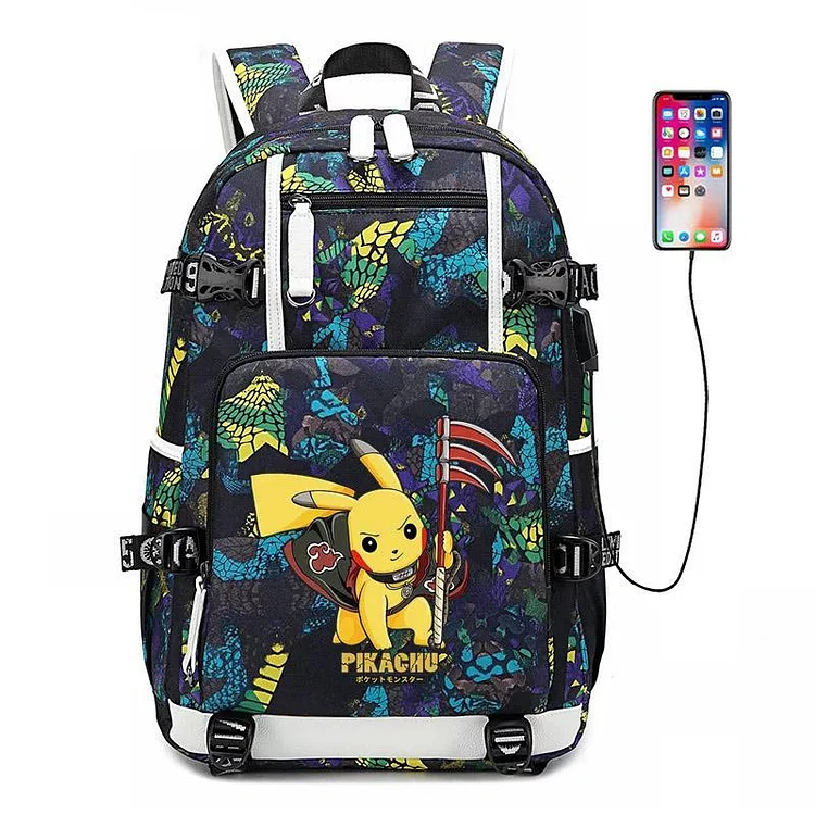 Mayoulove Game Pokemon Pikachu #4 USB Charging Backpack School NoteBook Laptop Travel Bags-Mayoulove