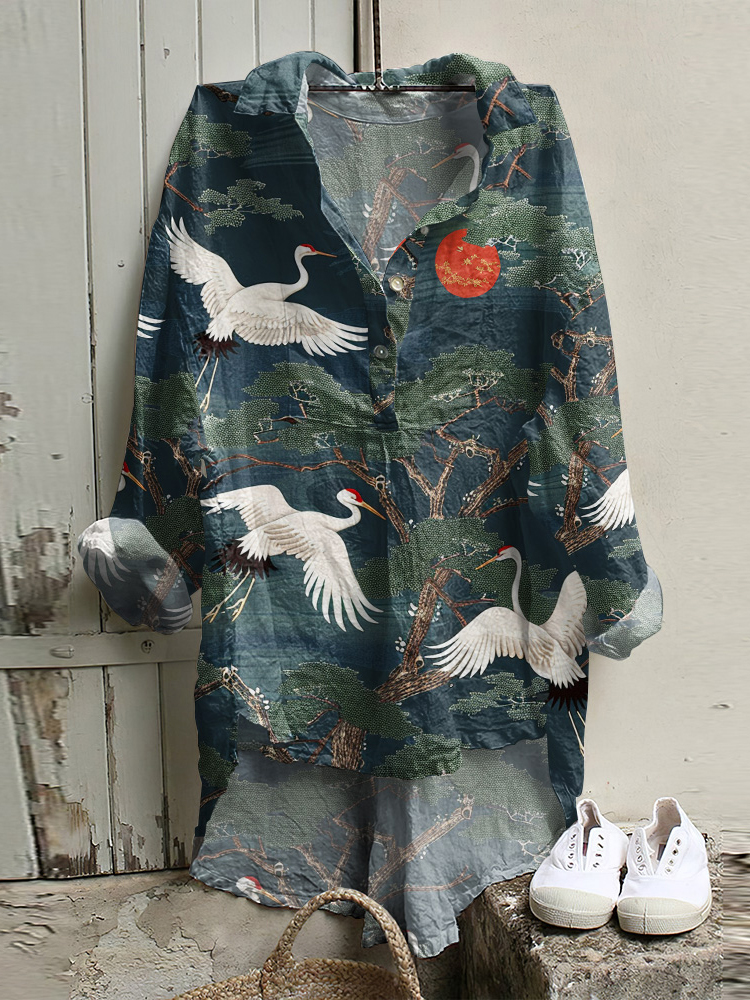 Comstylish Feihe Print Long Sleeve Casual Shirt