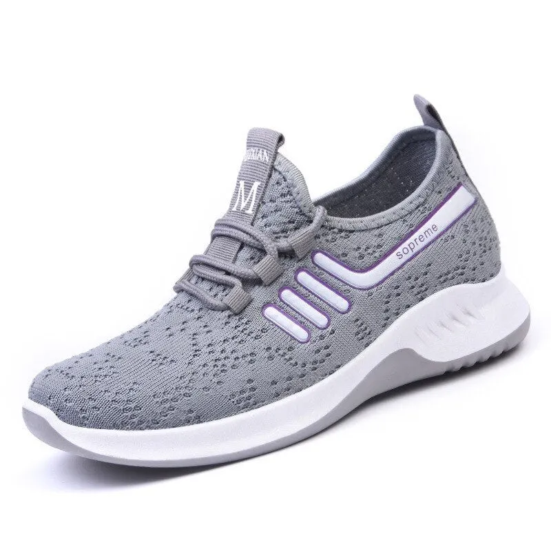 2021 New Women Flats Shoes Casual Ladies Shoes Lace-Up Female Mesh Breathable Tenis Ladies Black Sneakers Zapatillas Mujer