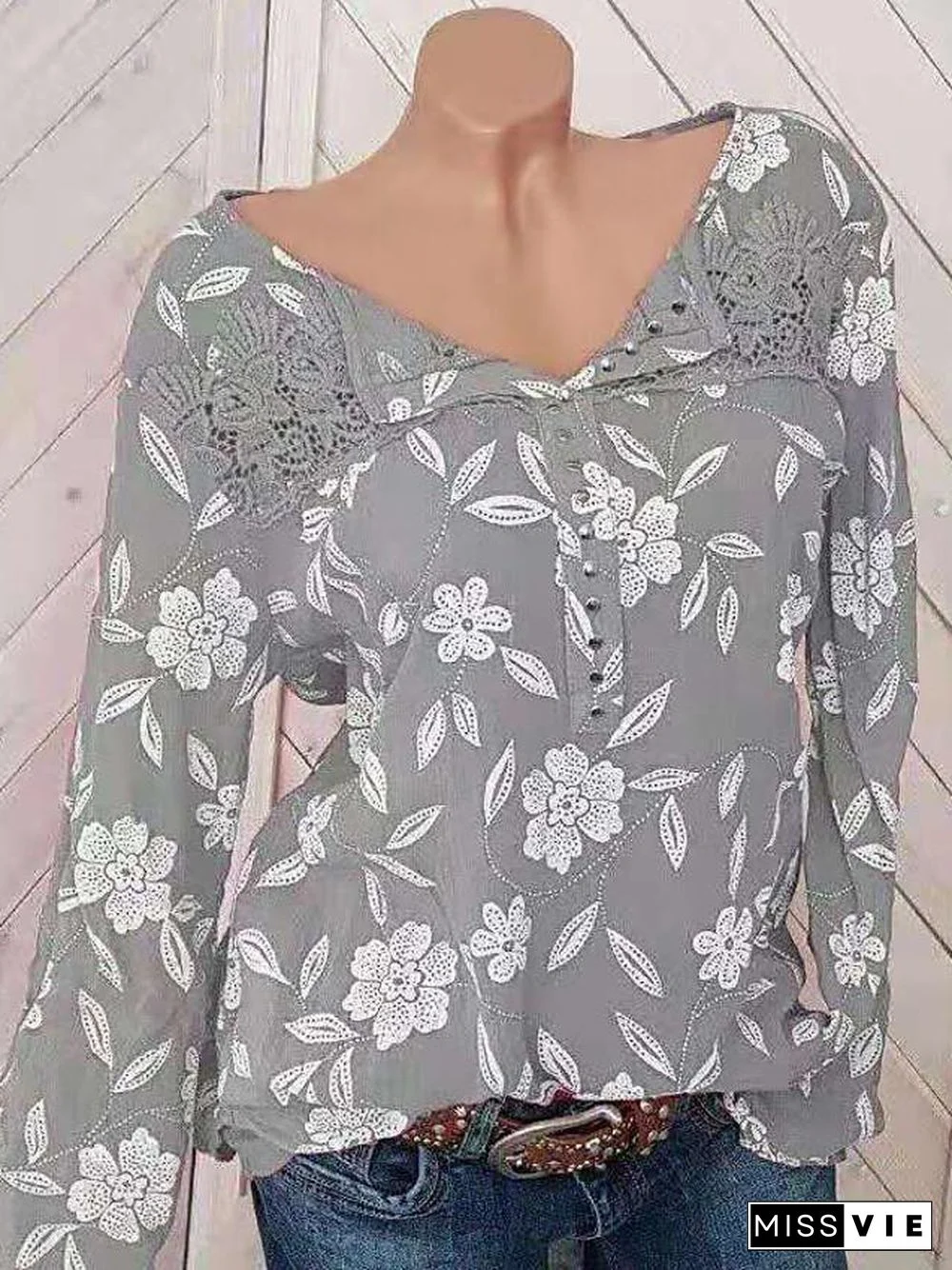 Women's Blouse Shirt Floral Flower Long Sleeve Print Round Neck Tops Basic Top