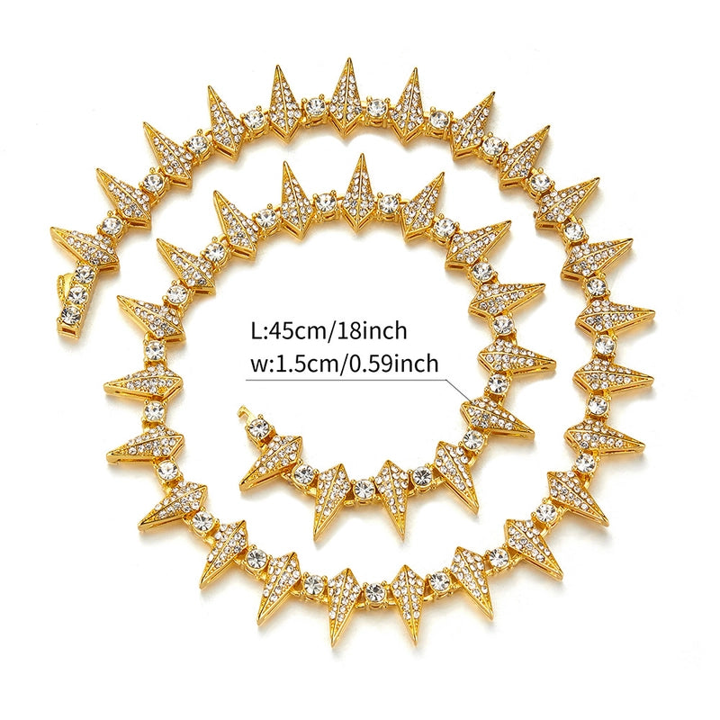 Hip Hop Necklace Jewelry Hiphop Zinc Alloy Rhinestone Cuban Link Chain Necklace Couple Trendy Brand