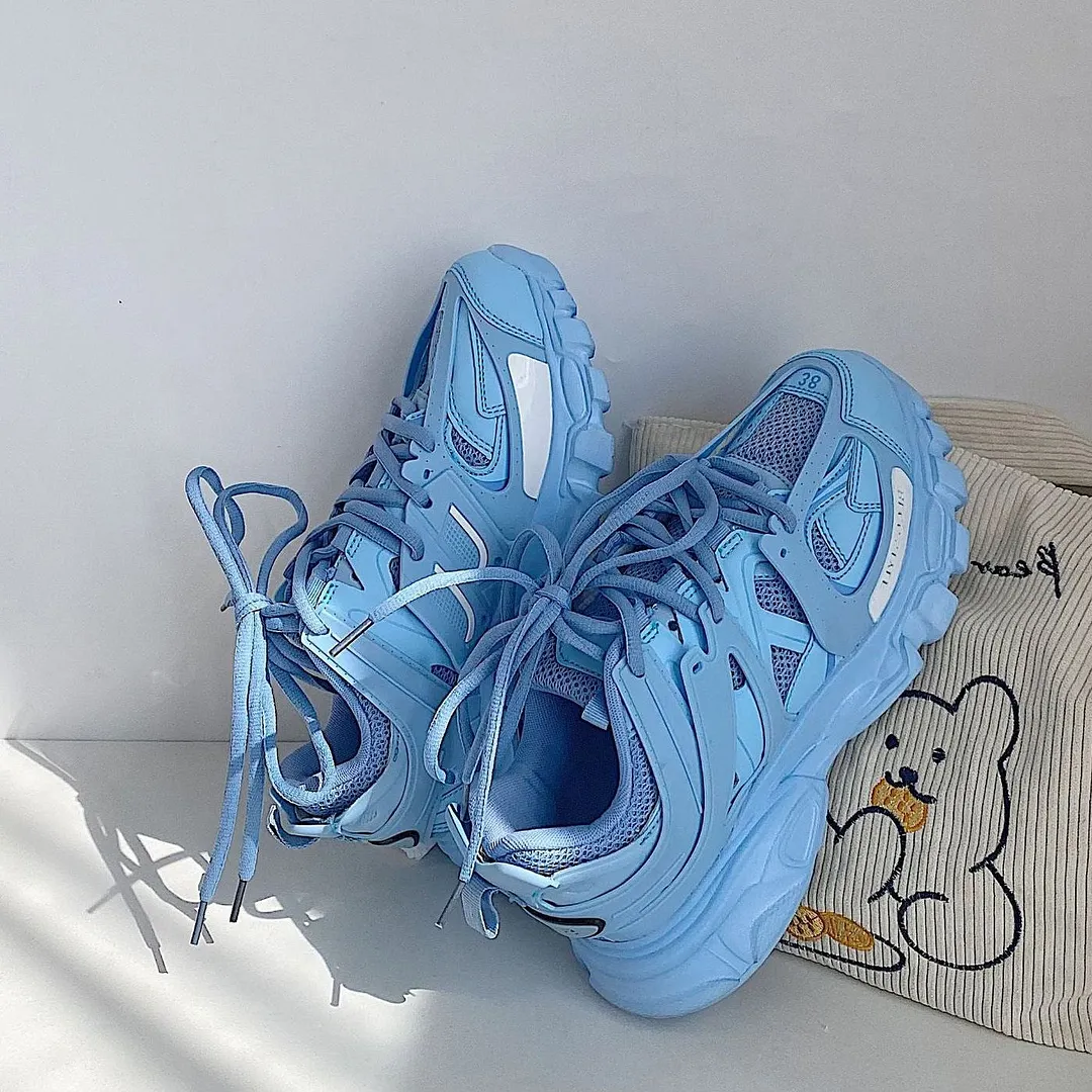 Lovely Pink Chunky Sneakers Women 2021 Thick Sole Girls Sport Shoes Bright Green Fashion Casual Dad Shoes Female Footwear