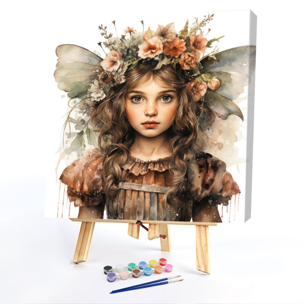 Flowers Butterfly GirlPaint by Numbers Acrylic Painting 40*40CM