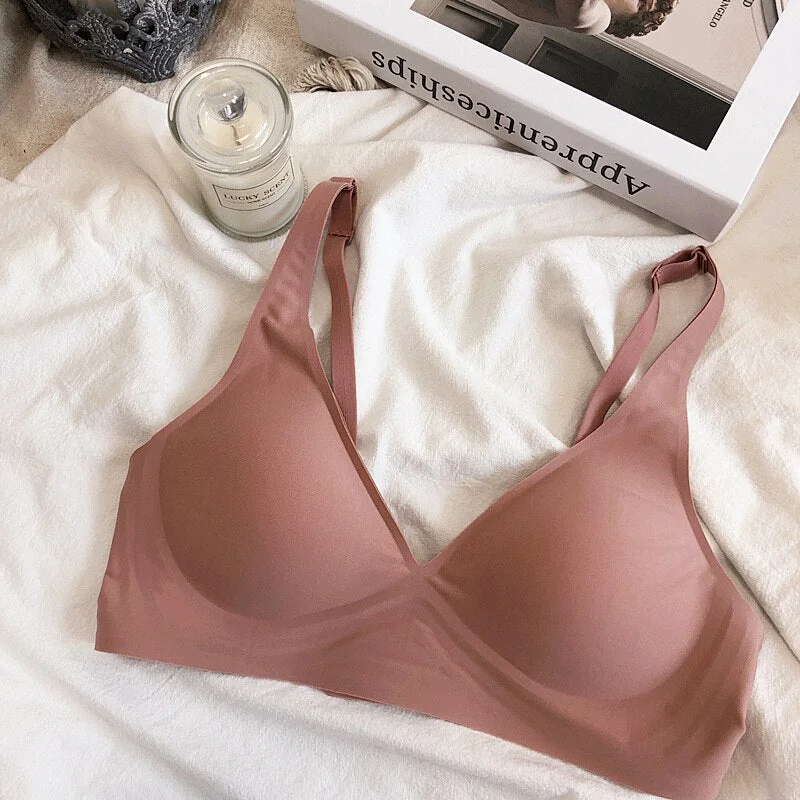 Semi-liquid soft support bralette seamless gathering and side milk one-piece lingerie non-wire women's underwear comfort bra