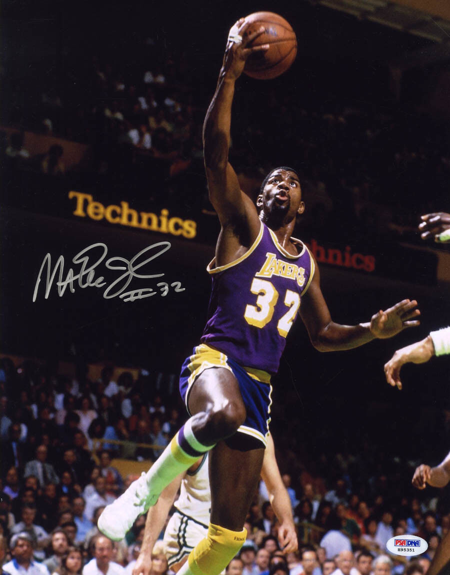 Magic Johnson SIGNED 11x14 Photo Poster painting HOF 02 Los Angeles Lakers PSA/DNA AUTOGRAPHED