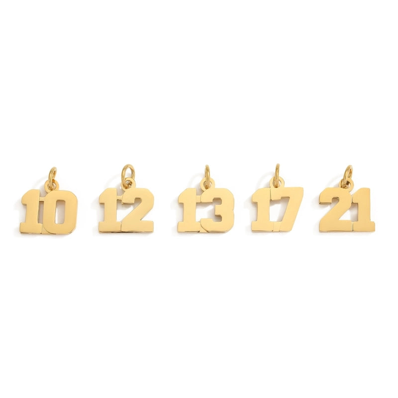 1 Piece 14*17mm 8 * 14mm 304 Stainless Steel 14K Gold Plated Number Pendant Jewelry Accessories