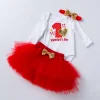 Baby Girl Birthday Valentine Outfit Lovely Embroidered Letters 2 Pcs Sets