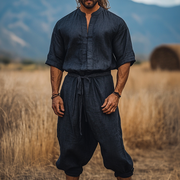 Blue Linen Coverall-inspireuse
