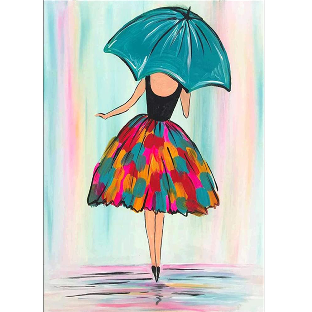 

Girl with Umbrella in Rainy Day - Round Drill Diamond Painting - 30*40CM, 501 Original