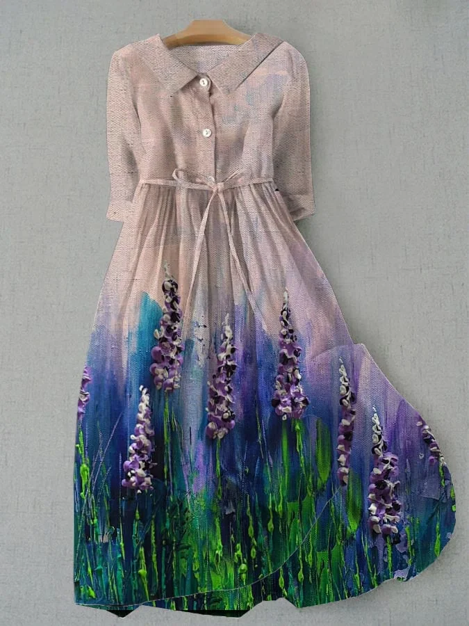 Women's Oil Painting Flower Printed Dress