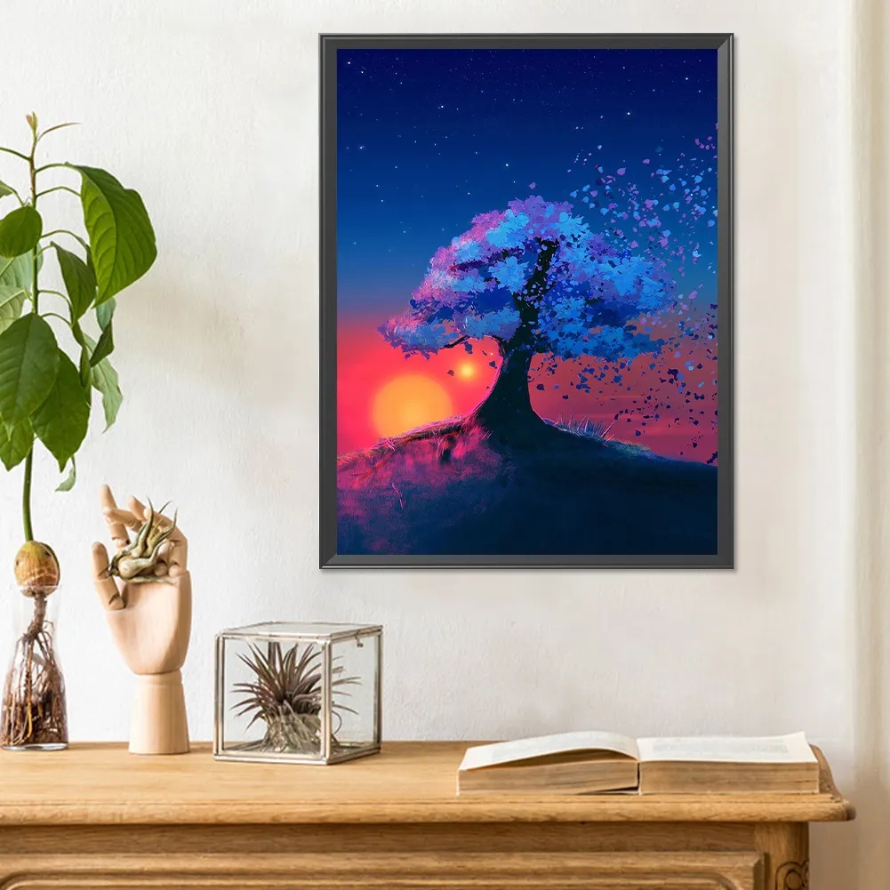 Full Round Diamond Painting 30*40cm - Trees At Sunset