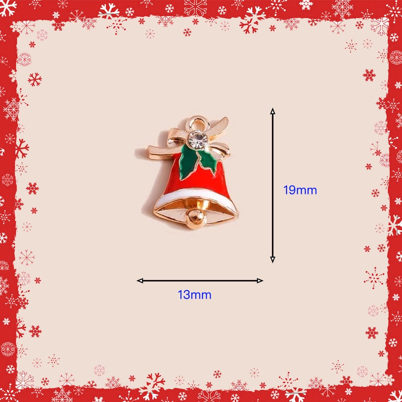 10 PCS/Package 13 * 20mm 15 * 22mm 17*24mm Alloy Rhinestones Bell Snowman Elk Pendant Jewelry Accessories