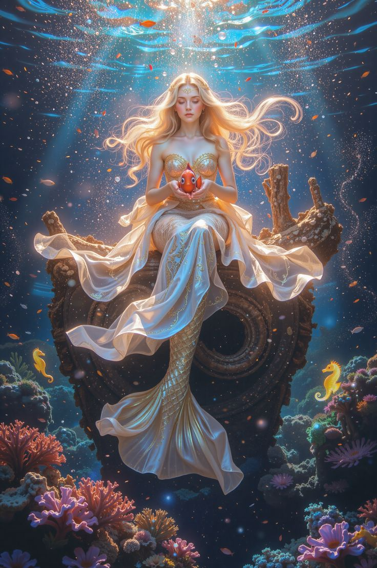Partial AB Drill - Mermaid  - Full Round Drill Diamond Painting40*60CM(Canvas)