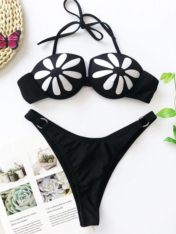 Floral-Print Underwired Split Bikini Swimsuit