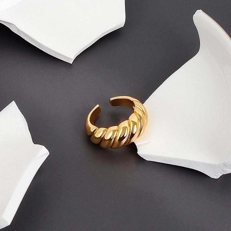 Casual Minimalist Geometric Solid Color Copper Plating Open Rings