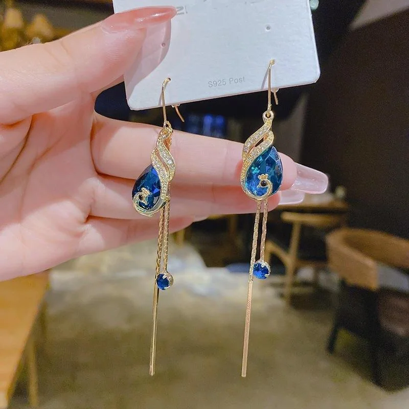 Chic Peacock Dangle Drop Earrings