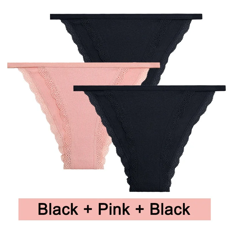 3PCS/Set Lace Women Panties Cotton Underwear Female Lingerie Sexy Panties for Female Intimates Finetoo Ladies Lace Pantys S-XL