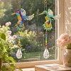 2PCS Spread-Winged Bird 5D DIY Diamond Painting Wind Chimes Suncatcher Kit Double Sided Diamond Art Kits Suncatcher with Crystal Pendant for Home Wall Window Decor Adults DIY Art Craft