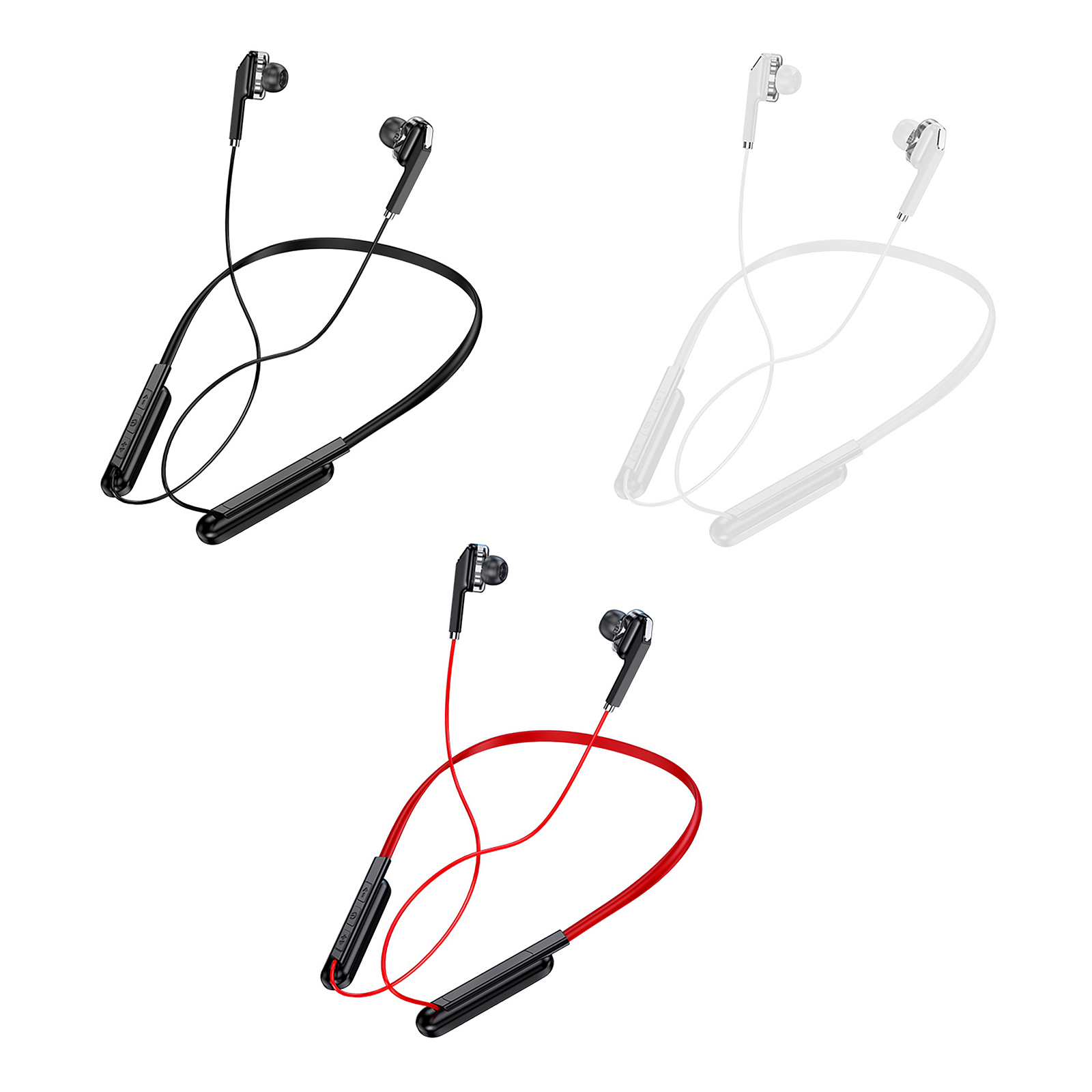 

Neckband Headphones - Bluetooth-compatible 5.0 True Stereo Clear Sound, Red and black, 501 Original
