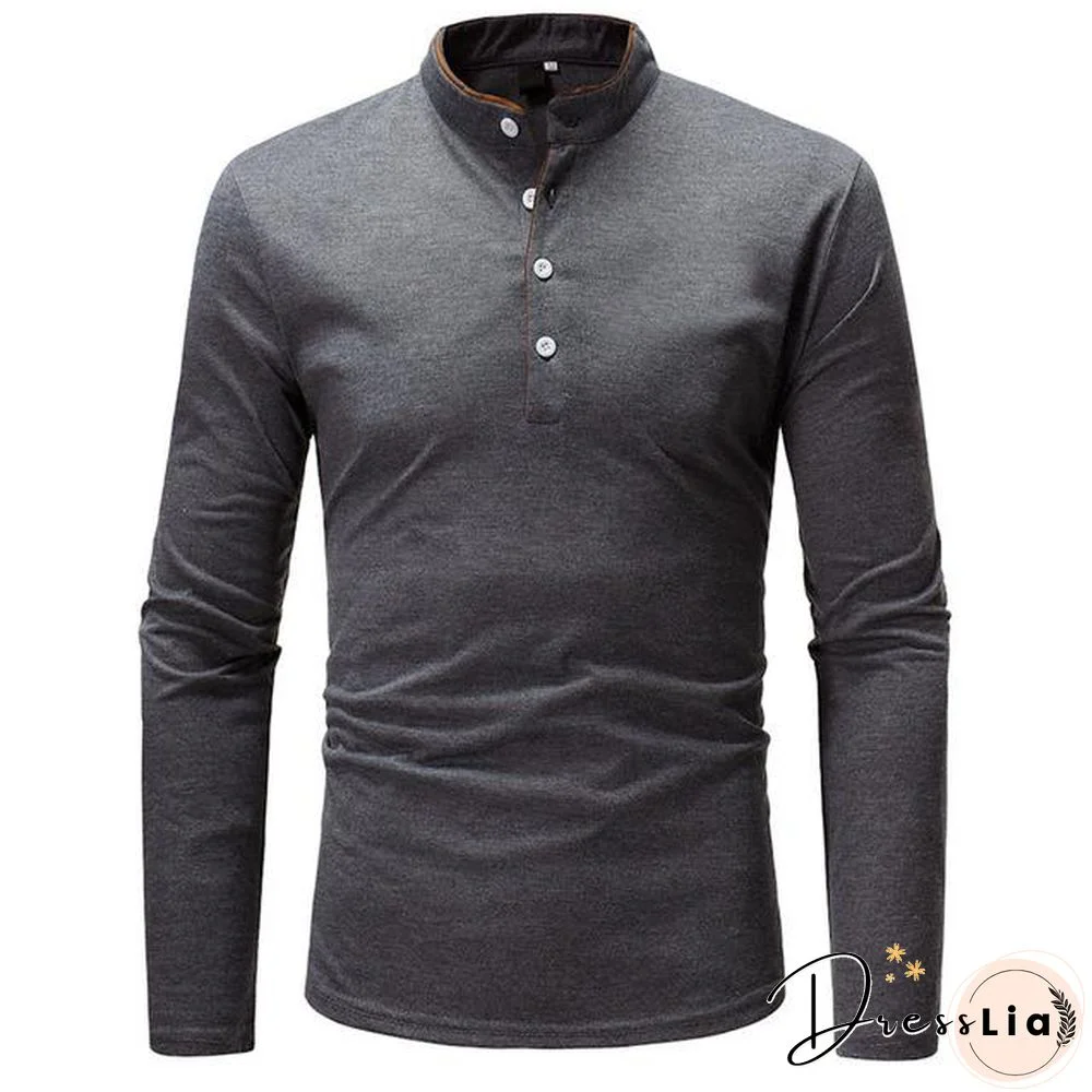 Casual Autumn Winter Polo Shirt Men Solid Long Sleeve Polo Shirt Men Slim Fit Polo Homme