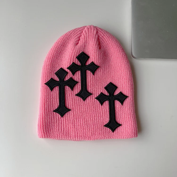 Casual Gothic Cross Pattern  Acrylic Knitted Hat