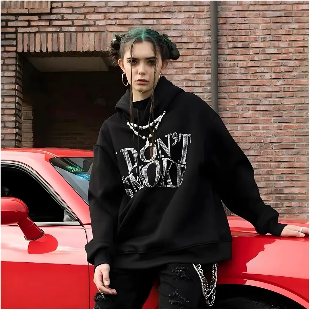Brownm Don't Smoke Rhinestone Hoodie