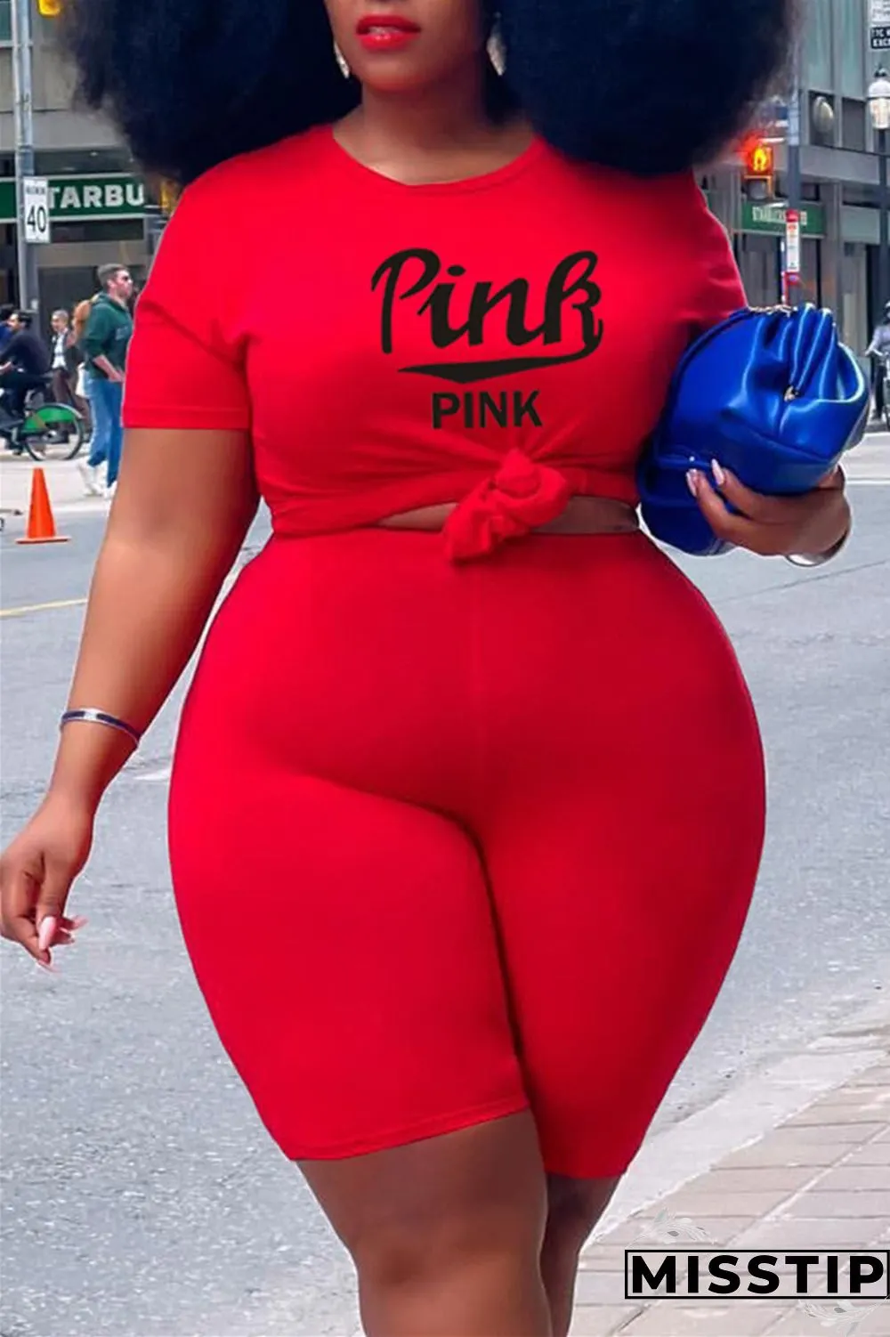 Grey Fashion Casual Letter Print Basic O Neck Plus Size Two Pieces