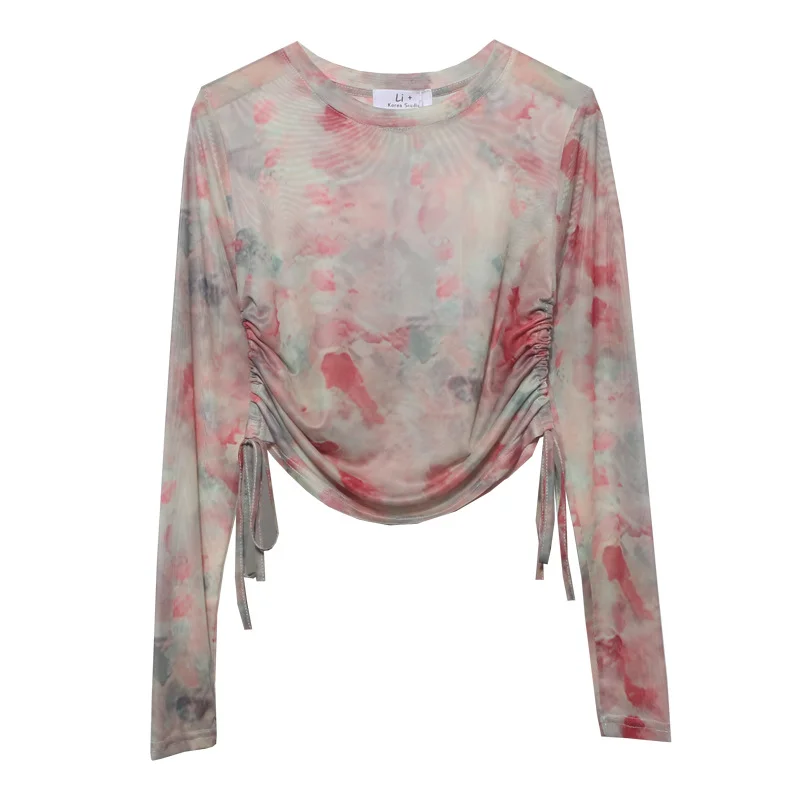 Uveng Design With A Thin-Dyed Sexy Mesh Long-Sleeved Sunscreen T-Shirt With A Short Top 8928