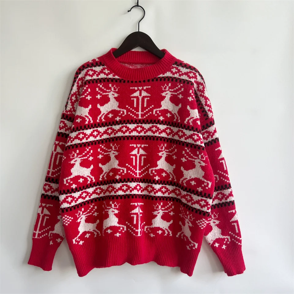 Christmas Elk Pattern Knitted Pullover Sweater