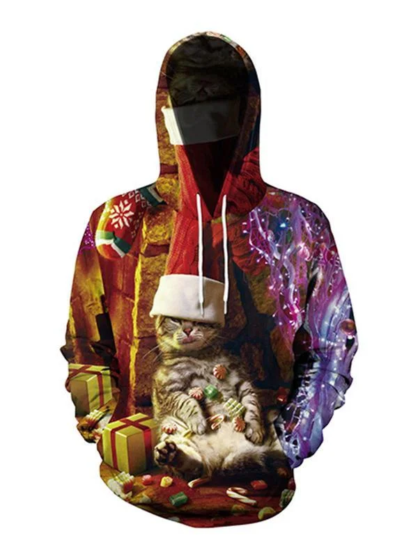 Couple Ugly Christmas Kitten Oversized Hoodie-elleschic