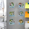 (US Local)6Pcs Acrylic Special Shape Fishing Diamond Painting Fridge Magnet for Home Decor