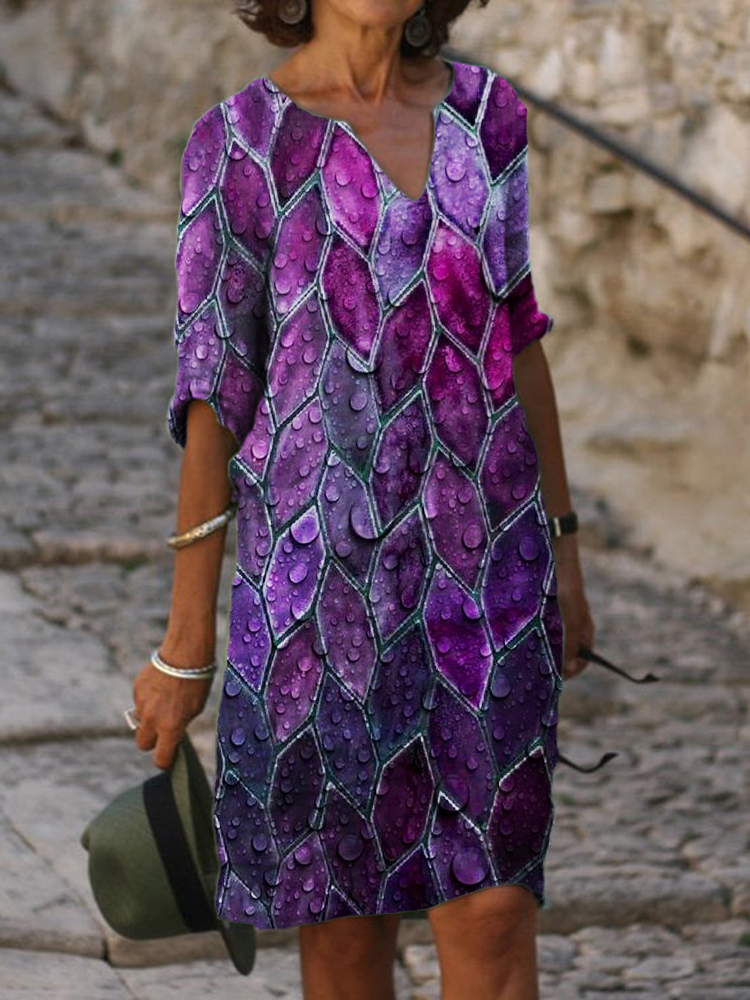 Fresh Leaves Inspired Geometric Art Midi Dress wearshes