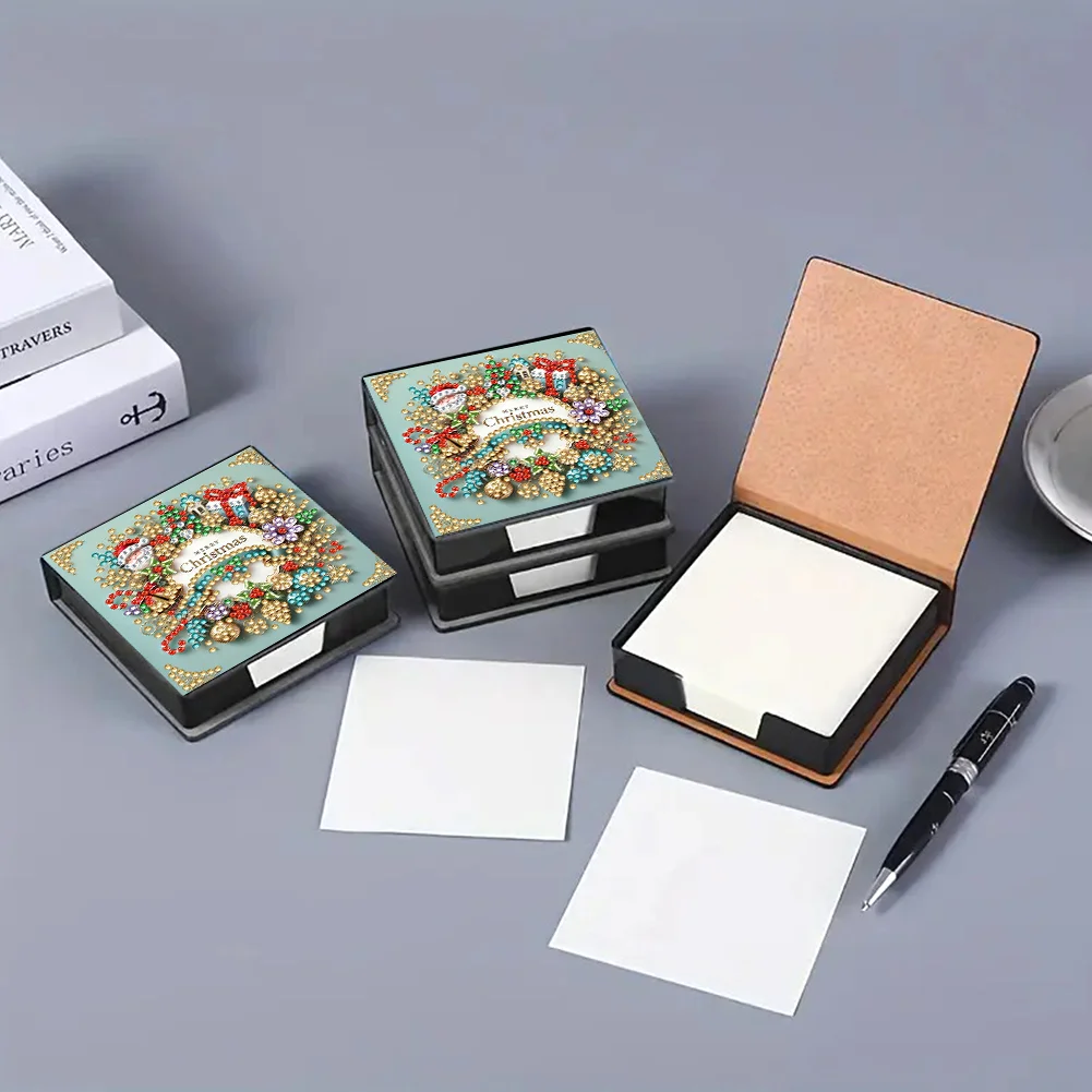 5D DIY PU Wreath Diamond Painting Notecard Box Gem Art Sticky Note Holder