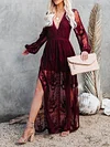 Gauze See-Through Long Sleeves Maxi Dress