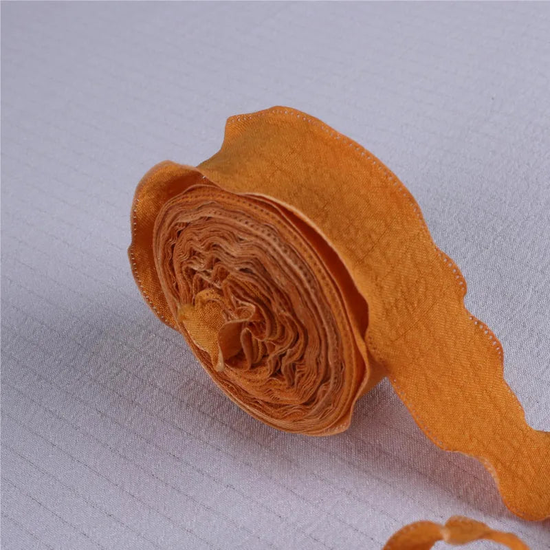 Ruffled Pleated Fishtail Yarn 2.5 Wide Ribbon Flower Packaging Ribbon Macaron Floral Snow Yarn Linen Diy