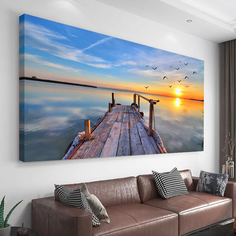 Sunset Flying Birds Canvas Wall Art