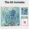 Octopus DIY Pearl Painting Kit 20x20cm Framed Canvas Ocean Animals