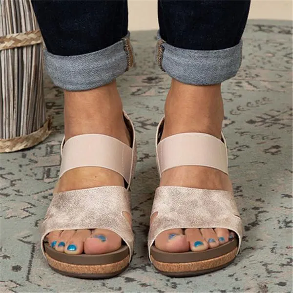Women Comfy Slip-on Wedge Sandal