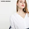 Vero Moda Brand NEW commuting simple solid color V-neck three-quarter sleeve pullover mid-length dress women |31827C509