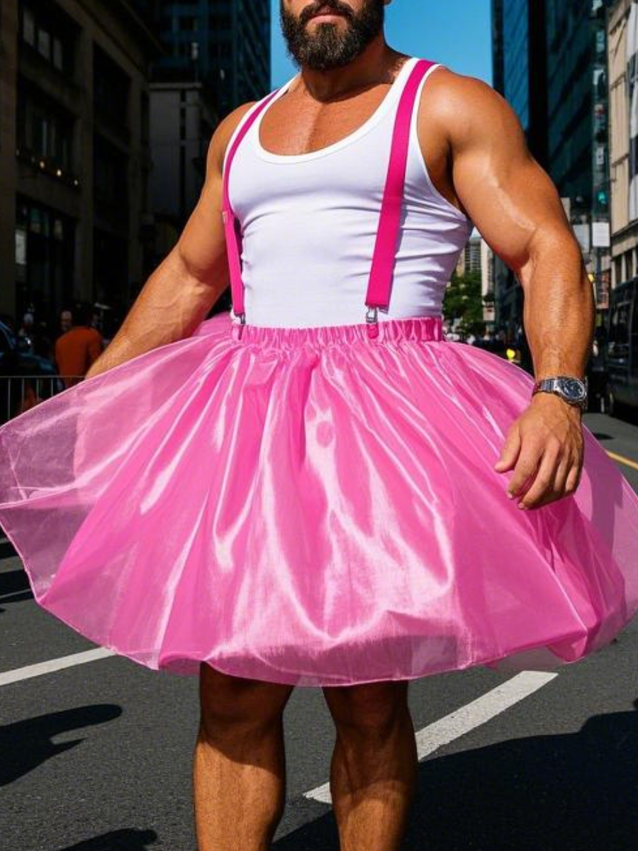Men's Long Party Shiny Suspender Skirts