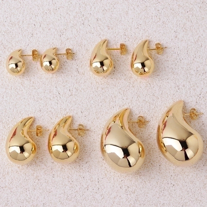 1 Pair Retro Lady Water Droplets Plating Copper Ear Studs