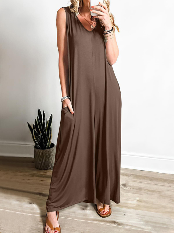 Women's casual pocket thin jumpsuit