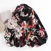 Black Floral Autumn Winter Shawl Scarf