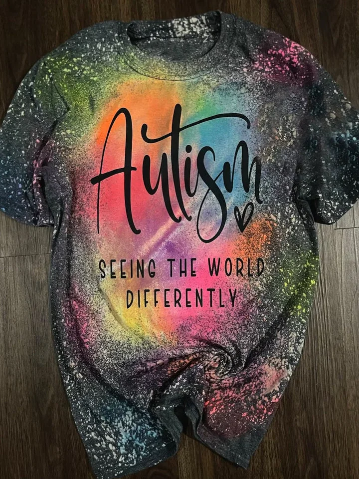 Women's Autism Tie Dye Casual T-shirt