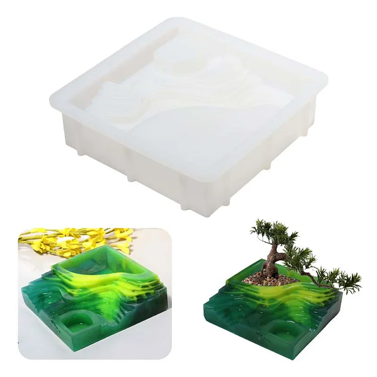 Terraced Bonsai Succulent Flower Pot Silicone Mold CrazyMold