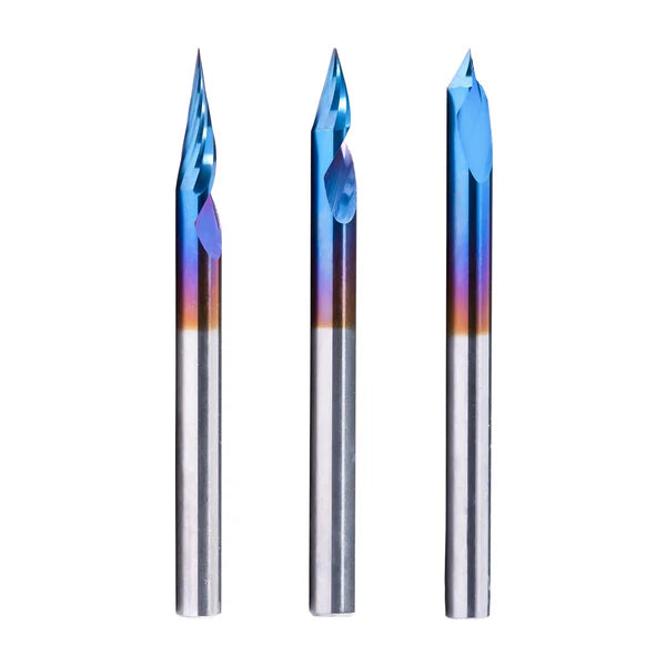 CNC Router Bits, 20/30/60 Deg, 2-Flute, Spiral V-Bit