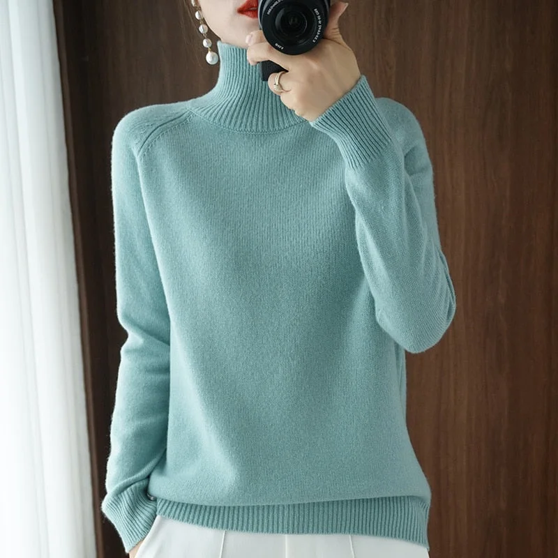 Turtleneck Cashmere sweater  women winter cashmere jumpers  knit  female long sleeve thick loose pullover